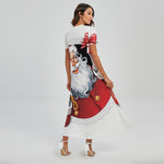 Cartoon Santa Claus Print Short Sleeve Maxi Dress