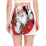 Cartoon Santa Claus Print Side Slit Mini Skirt