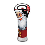 Cartoon Santa Claus Print Single Neoprene Wine Tote