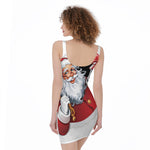 Cartoon Santa Claus Print Sleeveless Bodycon Dress