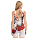 Cartoon Santa Claus Print Sleeveless One Piece Swimsuit