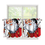Cartoon Santa Claus Print Tier Curtains