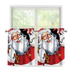Cartoon Santa Claus Print Tier Curtains