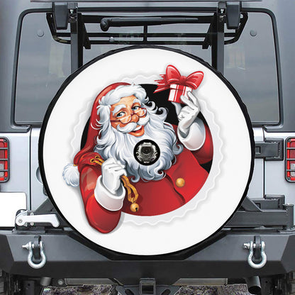 Cartoon Santa Claus Print Tire Cover With Camera Hole