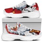 Cartoon Santa Claus Print White Chunky Shoes