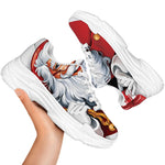 Cartoon Santa Claus Print White Chunky Shoes