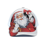 Cartoon Santa Claus Print White Mesh Trucker Cap