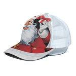 Cartoon Santa Claus Print White Mesh Trucker Cap
