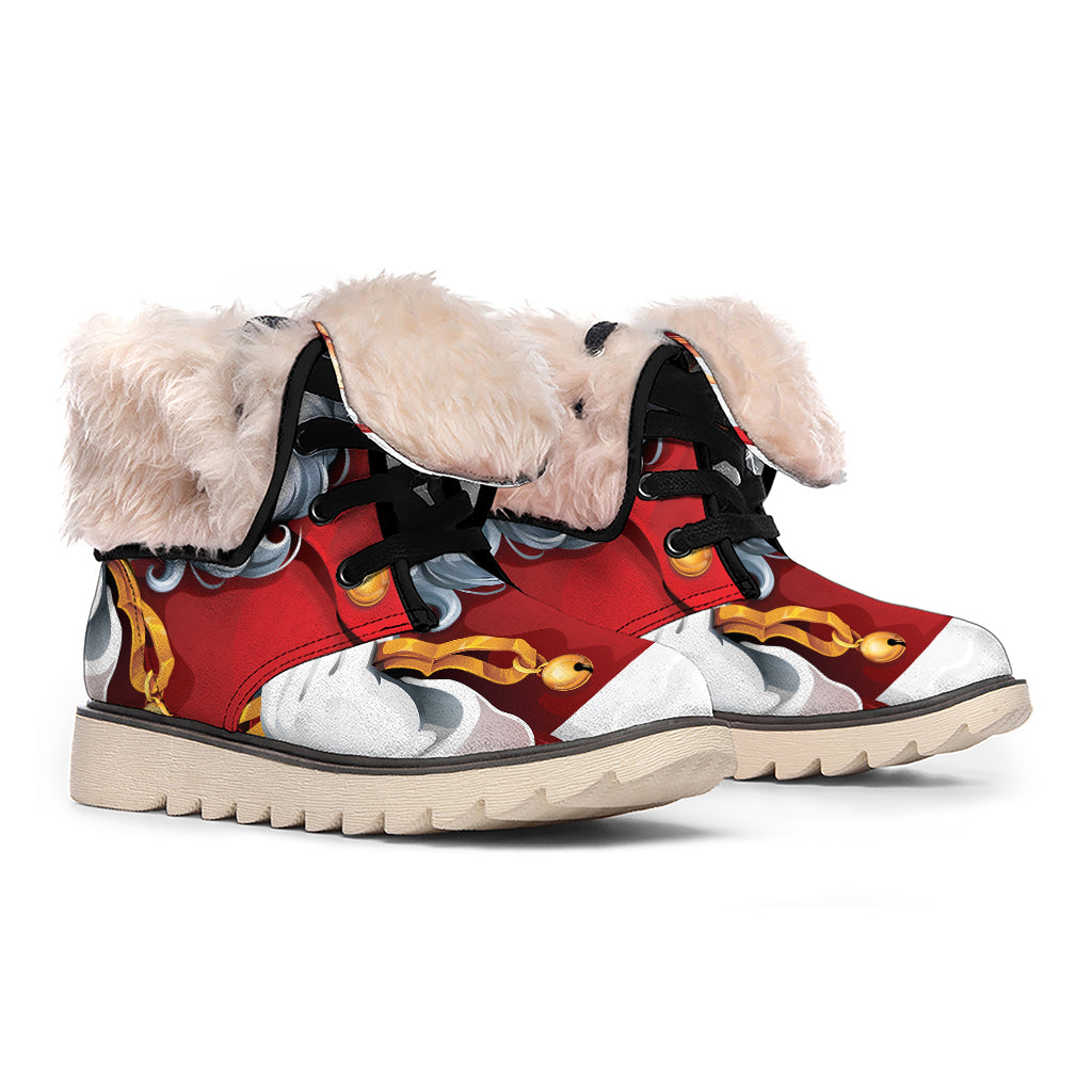 Cartoon Santa Claus Print Winter Boots