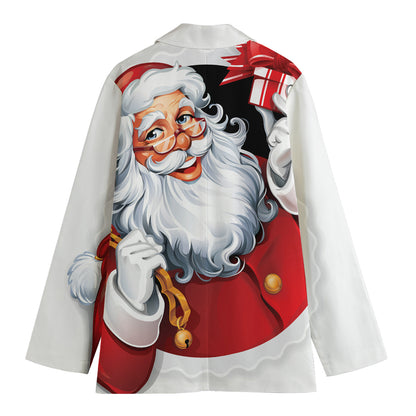 Cartoon Santa Claus Print Women's Blazer