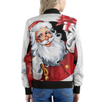Cartoon Santa Claus Print Women's Bomber Jacket