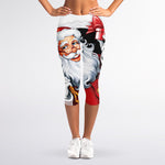Cartoon Santa Claus Print Women's Capri Leggings