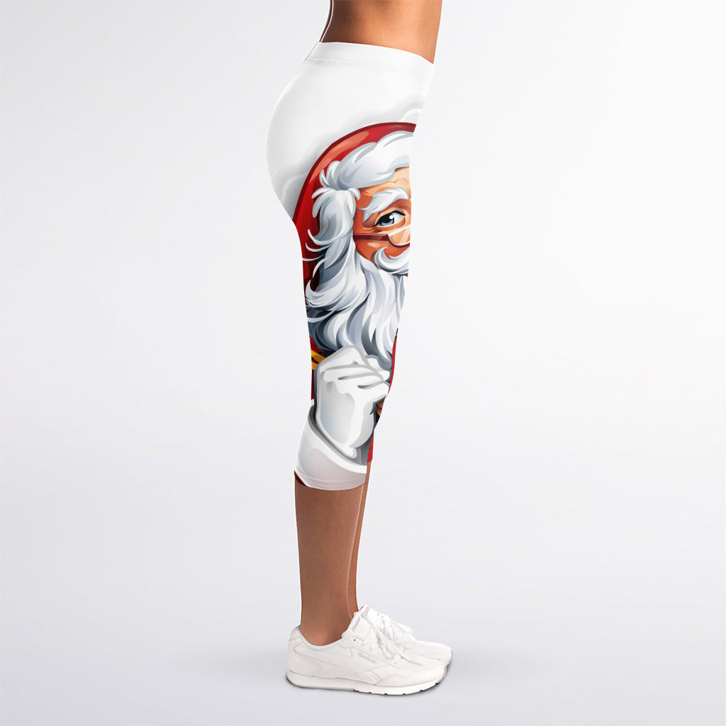 Cartoon Santa Claus Print Women's Capri Leggings