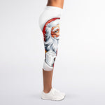 Cartoon Santa Claus Print Women's Capri Leggings
