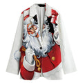 Cartoon Santa Claus Print Women's Cotton Blazer