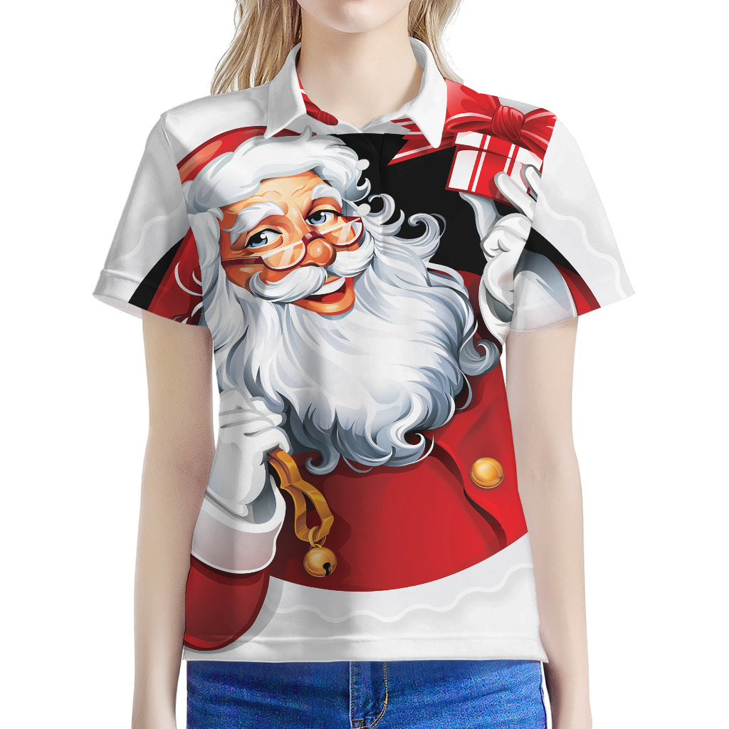 Cartoon Santa Claus Print Women's Polo Shirt