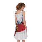Cartoon Santa Claus Print Women's Sleeveless Dress