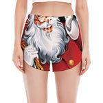 Cartoon Santa Claus Print Women's Split Running Shorts