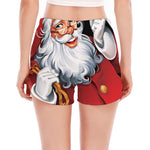 Cartoon Santa Claus Print Women's Split Running Shorts