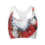 Cartoon Santa Claus Print Women's Sports Bra