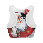 Cartoon Santa Claus Print Women's Sports Bra