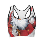 Cartoon Santa Claus Print Women's Sports Bra