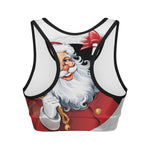 Cartoon Santa Claus Print Women's Sports Bra