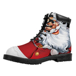Cartoon Santa Claus Print Work Boots