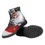 Cartoon Santa Claus Print Work Boots