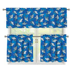 Cartoon Shark Pattern Print 3 Piece Kitchen Curtains