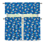 Cartoon Shark Pattern Print 3 Piece Kitchen Curtains
