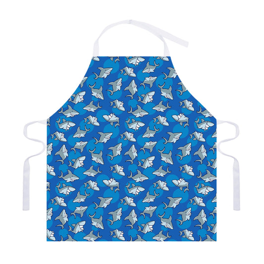 Cartoon Shark Pattern Print Adjustable Apron