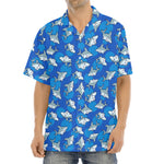 Cartoon Shark Pattern Print Aloha Shirt