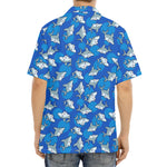 Cartoon Shark Pattern Print Aloha Shirt