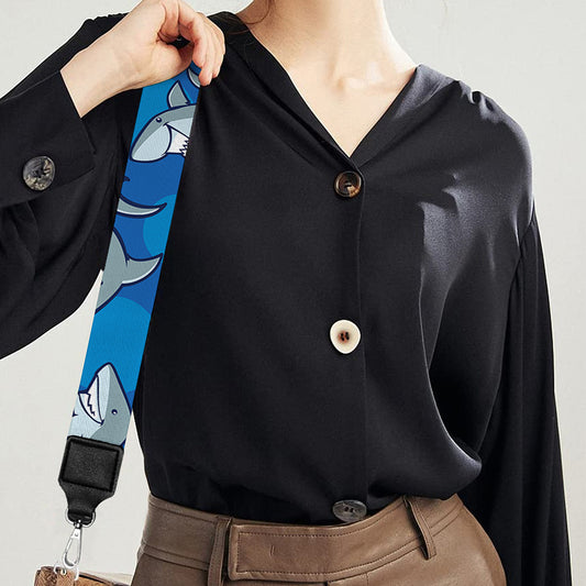Cartoon Shark Pattern Print Bag Strap