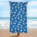 Cartoon Shark Pattern Print Beach Towel