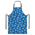 Cartoon Shark Pattern Print Bib Apron With Pocket