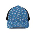 Cartoon Shark Pattern Print Black Mesh Trucker Hat