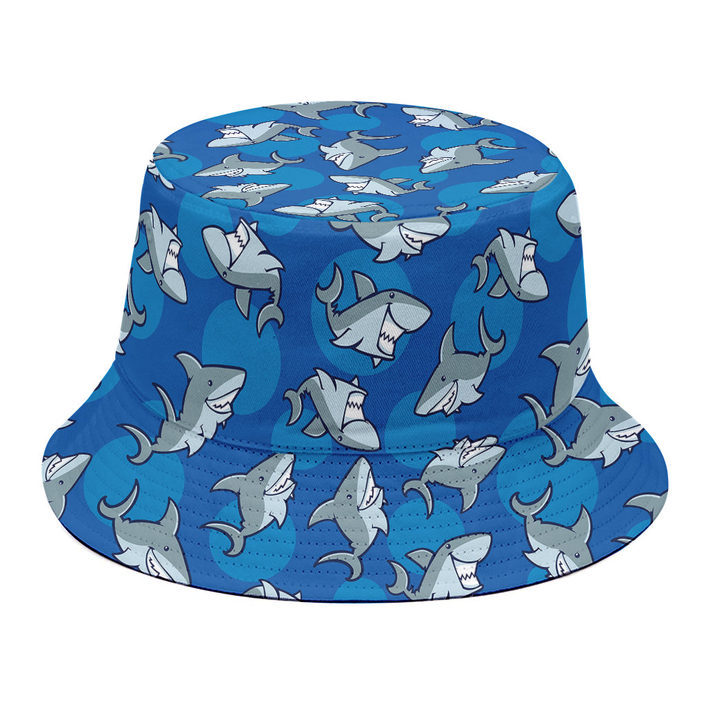 Cartoon Shark Pattern Print Bucket Hat
