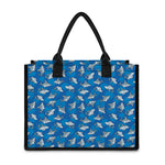 Cartoon Shark Pattern Print Canvas Tote Bag