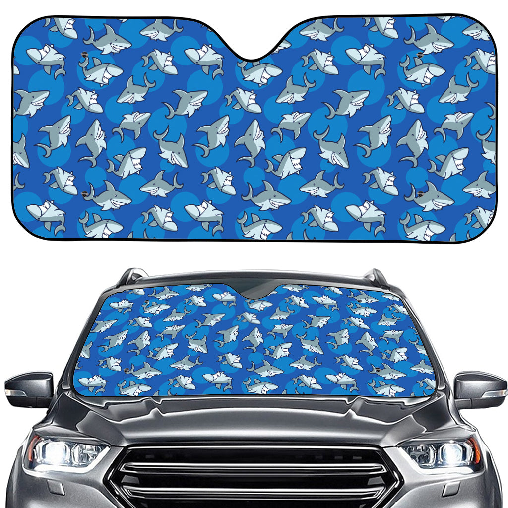 Cartoon Shark Pattern Print Car Windshield Sun Shade