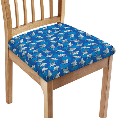 Cartoon Shark Pattern Print Chair Cushion Cover
