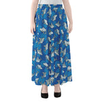 Cartoon Shark Pattern Print Chiffon Maxi Skirt