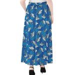 Cartoon Shark Pattern Print Chiffon Maxi Skirt