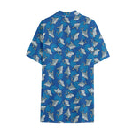 Cartoon Shark Pattern Print Cotton Hawaiian Shirt