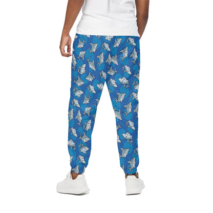 Cartoon Shark Pattern Print Cotton Pants