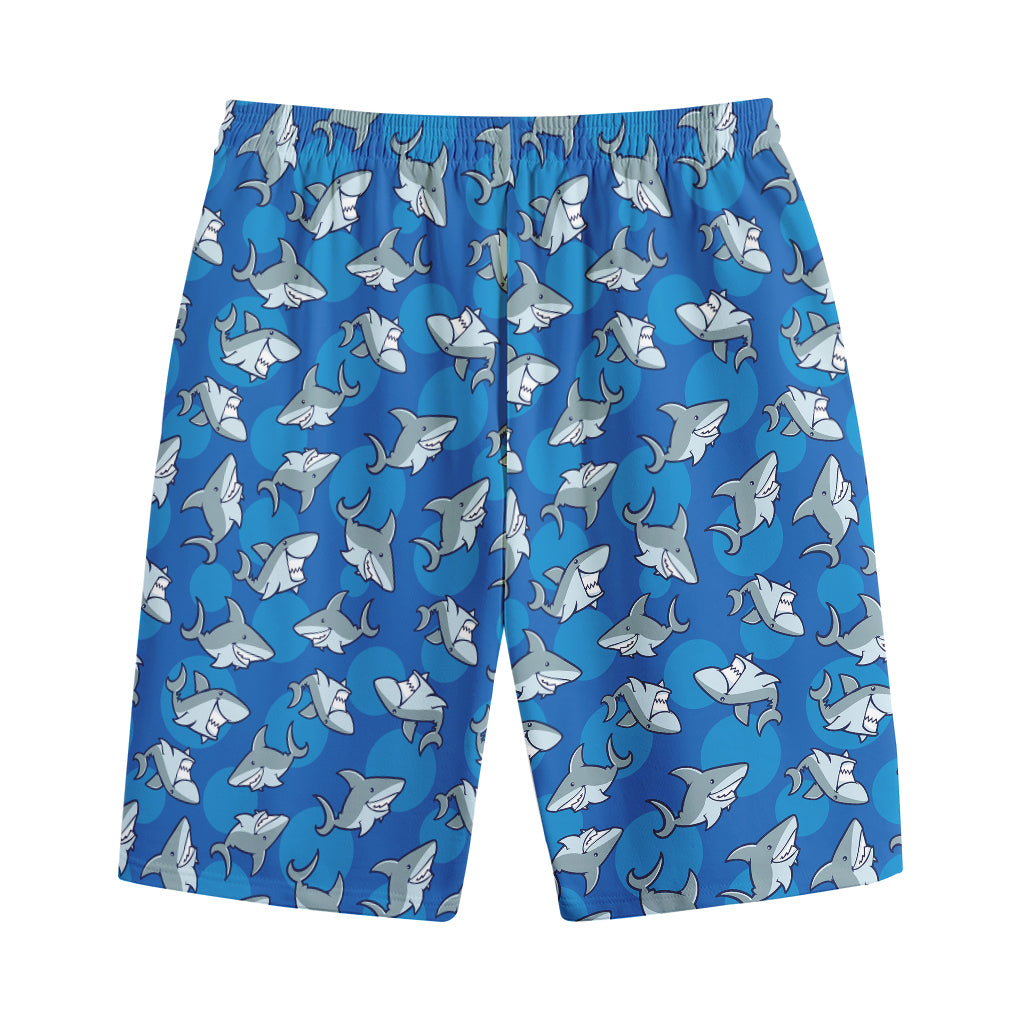 Cartoon Shark Pattern Print Cotton Shorts