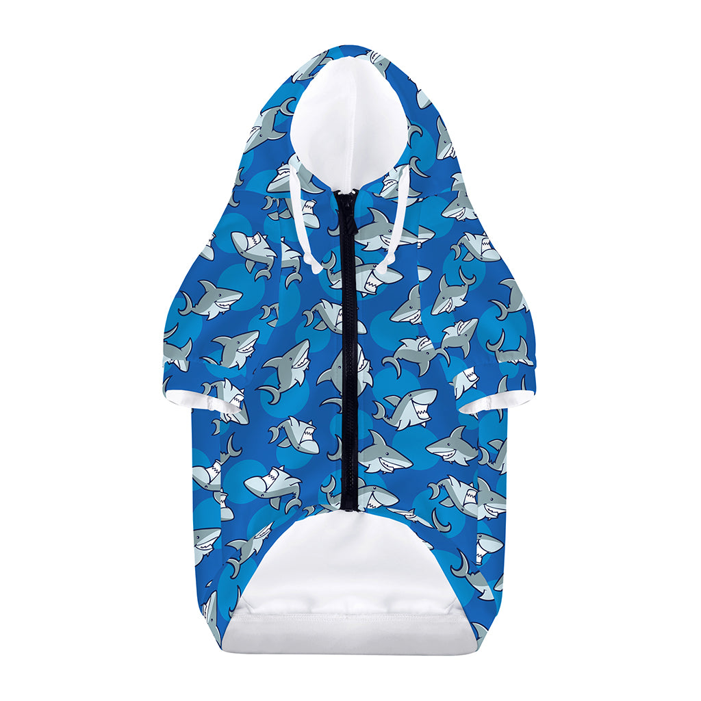 Cartoon Shark Pattern Print Dog Zip Up Hoodie