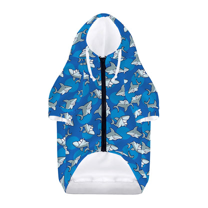 Cartoon Shark Pattern Print Dog Zip Up Hoodie