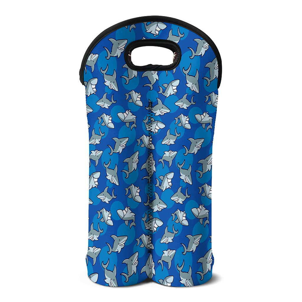 Cartoon Shark Pattern Print Double Neoprene Wine Tote